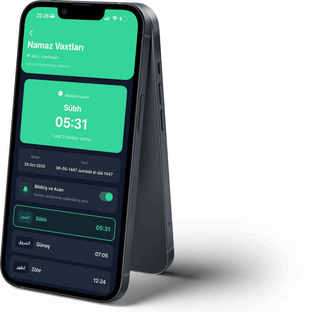 Namaz vaxtları ekranı - dəqiq namaz vaxtları və bildirişlər