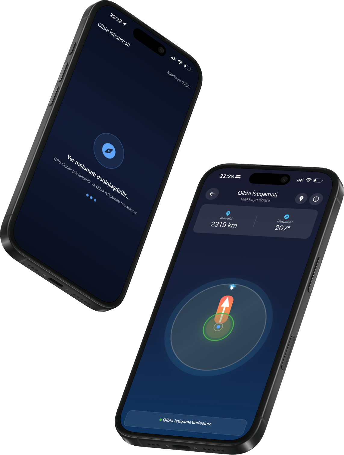 Qiblə istiqaməti ekranı - kompas və GPS ilə dəqiq qiblə tapma